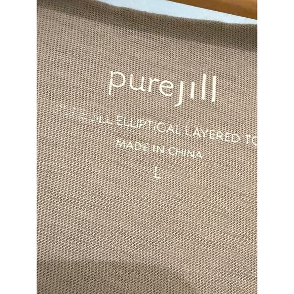 Pure Jill Elliptical Layered Top L Gray Flowy Scoop Versatile Comfy Minimalist - Picture 3 of 7